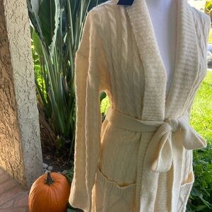 Cream Colored Cardigan with Tie